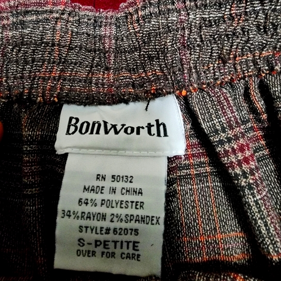 NWOT ... Bonworth Pull-On Trousers / pants in Brown Plaid - Picture 5 of 9